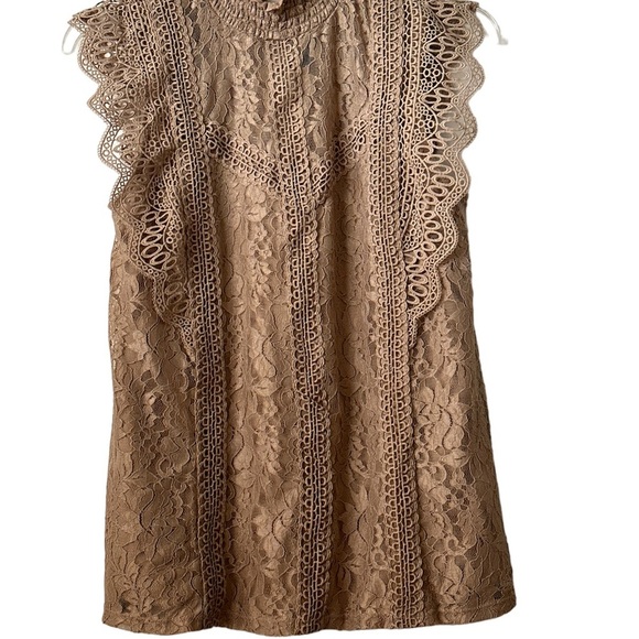 Cable & Gauge Lace Brown Sleeves Top Small BNWT - Picture 8 of 9